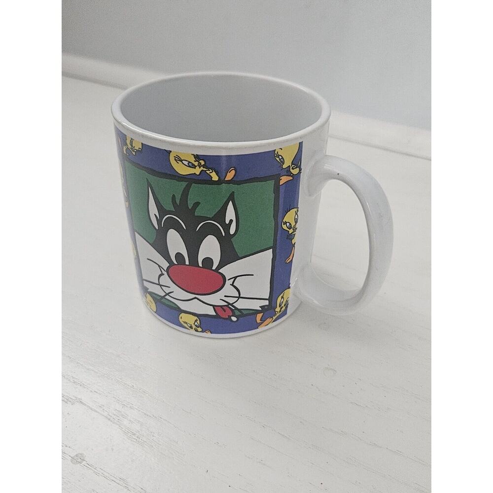 Vtg Sakura Looney Tunes Sylvester Cat Tweety Bird Coffee Mug Frenemies Green‎ - Picture 3 of 7
